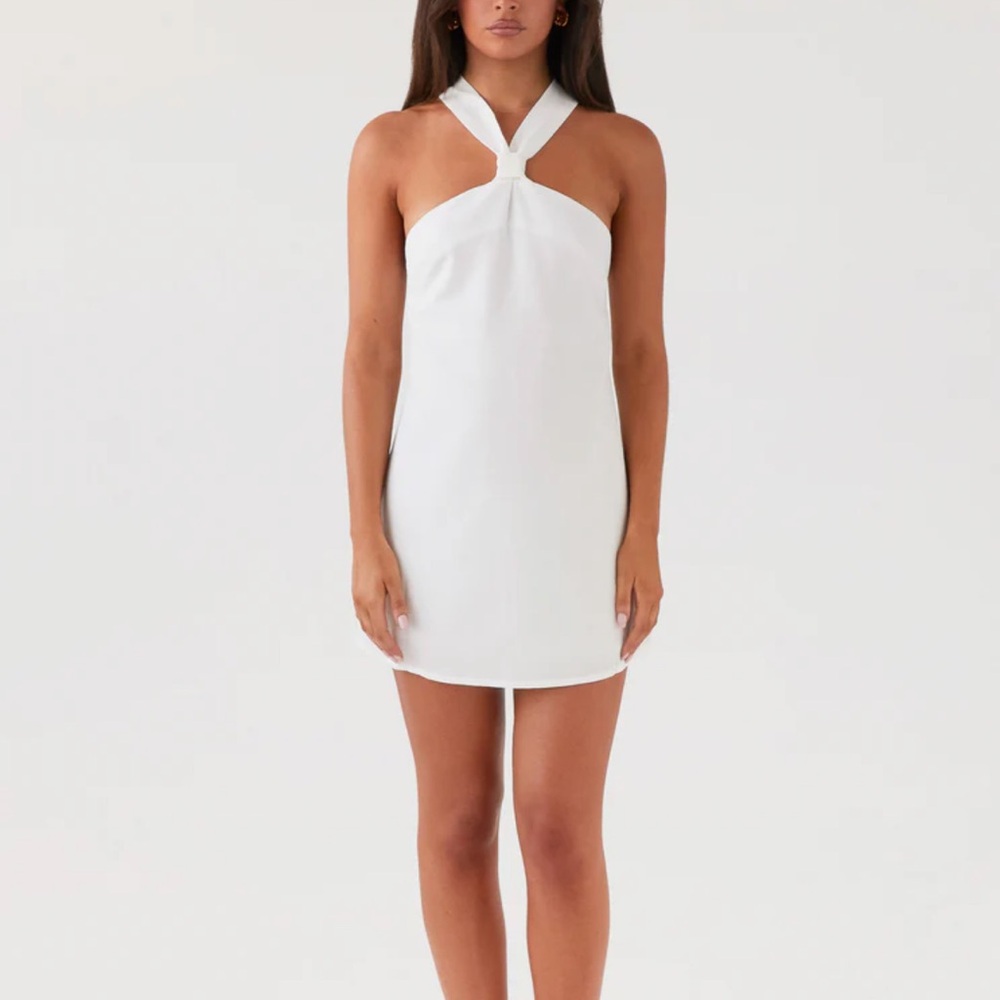 Pepper Mayo Elegant White Halter Dress